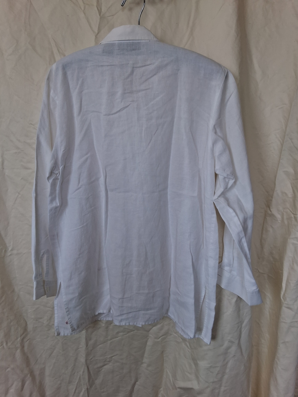 White Button-Up Shirt with Small Pink Floral Embroidery - Picture 3 of 4